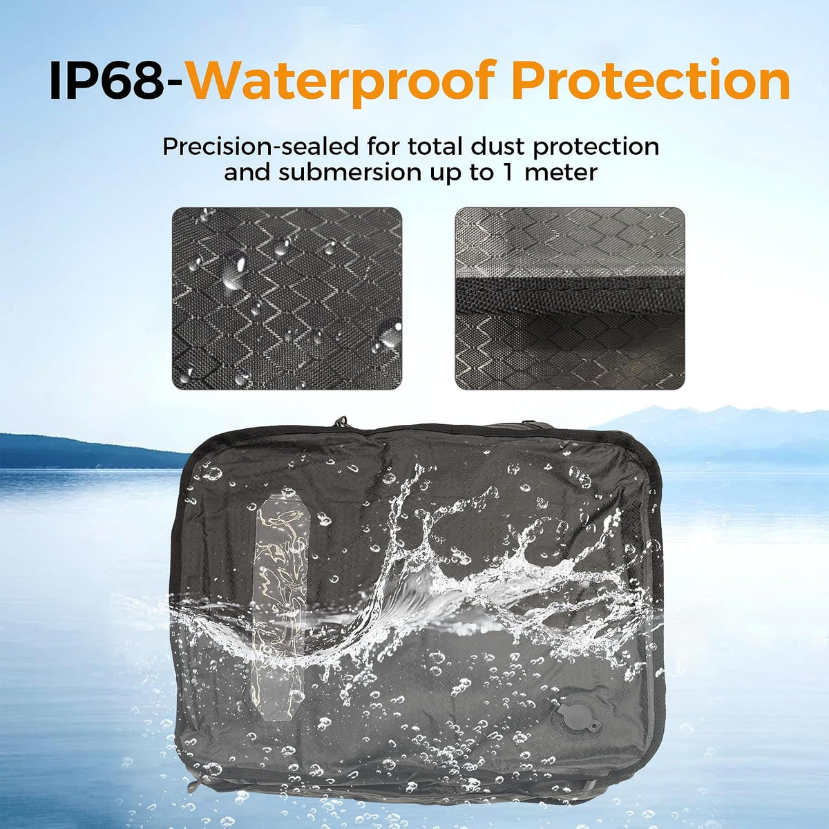 ZPO Travel Vacuum Bags with Pump, IP68 Waterproof Reusable Vacuum Seal Bags for Clothing Travel, 46L Compression Bags for Carry On Suitcases and Backpack (2 Pack+Pump)