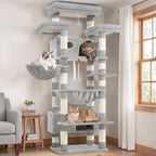 Gitelsnour Cat Tree, 74" Tower for Large Cats, Big Condo & Hammock GCT030W