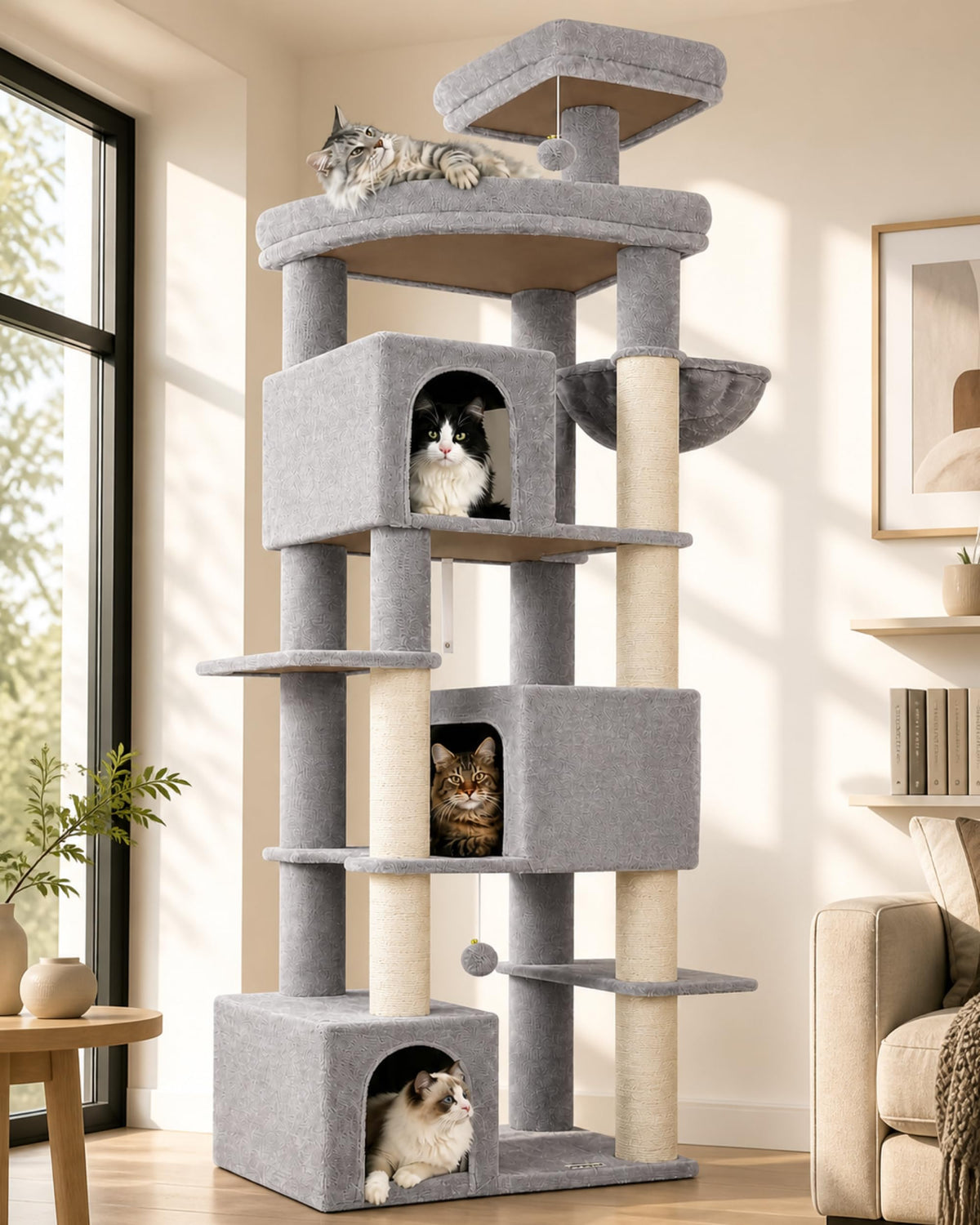Globlazer Large Cat Tree for Large Adult Cats, Tall Sturdy Cat Tower, S80