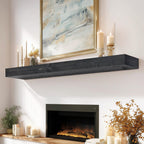 60x8x3in Rustic Fireplace Mantel Pine Wood, Weathered Brown