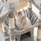 Gitelsnour Cat Tree, 74" Tower for Large Cats, Big Condo & Hammock GCT030W