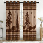 Rustic Fall Leaves Blackout Curtains 84 Inch Long 2 Panels, Autumn Maple Leaf Pinecone Thermal Insulated Grommet Drapes, Wood Burlap Texture Print Energy Saving Noise Reducing Curtains