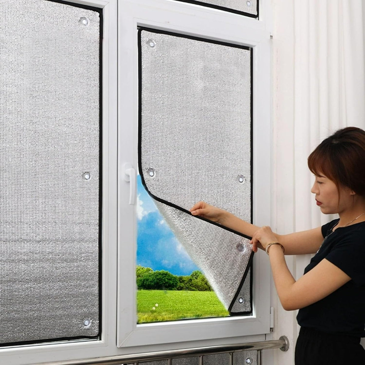 37'' x 107'' Aluminum Foil Window Covering, Summer Heat Uv Blocking Window Shades Roller Shades/Thermal Insulation Panels/Boards for Sliding Glass Door Rv & Garage Walls, Balcony/terrace/pergola