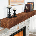 G GOOD GAIN 60'' Fireplace Mantel, 5'' Pine Wood Floating Shelf, DarkWalnut