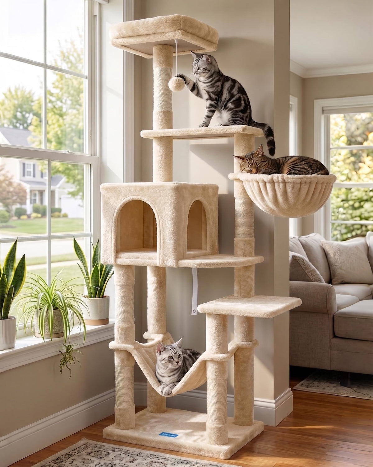 Hey-brother Cat Tree, Multi-Level Sisal Covered Scratching Posts, MPJ050W