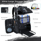 Fishing Tackle Backpack,55L Large Tackle Bag with 4 Rod Holders,Camouflage