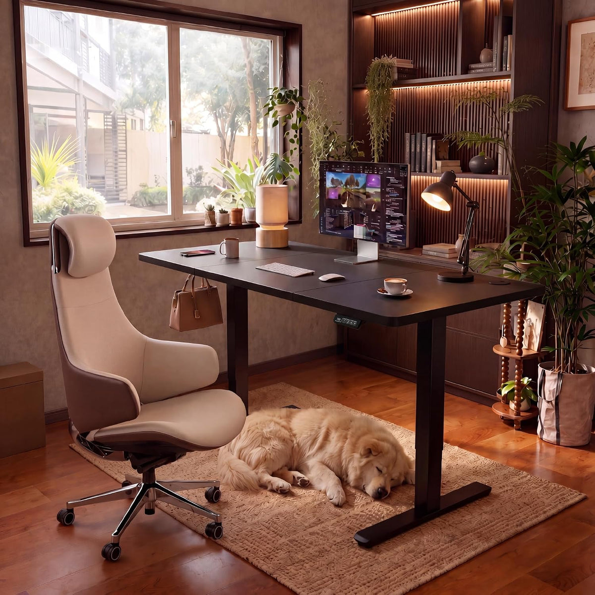 Furmax 55 Inches Electric Height Adjustable Standing Desk Home Office Desk