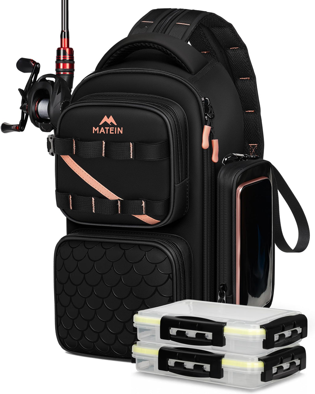 MATEIN Fishing Sling Bag with Phone Pouch, 3600 Tackle Box Backpack