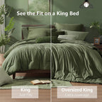Monbix King Size Comforter Set Olive Green 7 Pieces Bed in a Bag