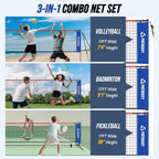 3-in-1 Volleyball Badminton Pickleball Net Set Adjustable Height