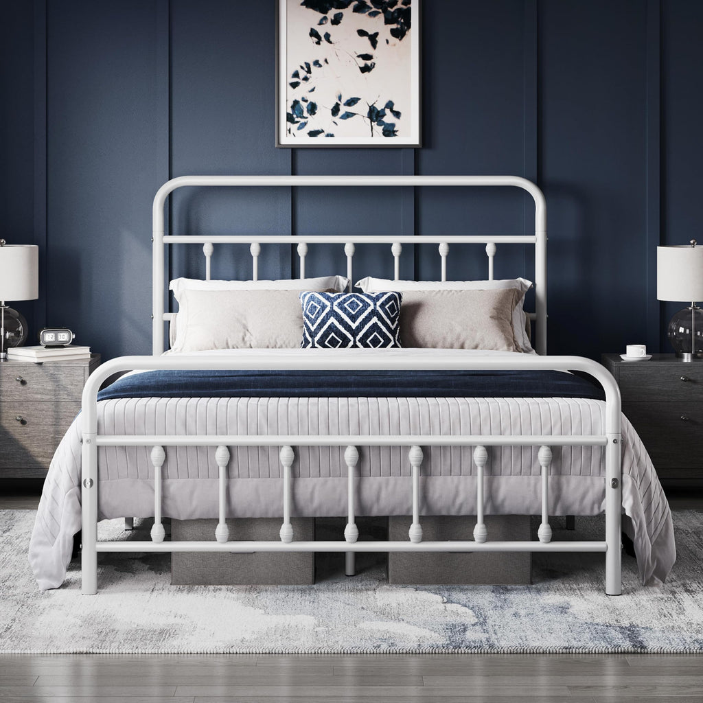 Yaheetech Queen Metal Platform Bed Frame, Victorian Headboard & Footboard