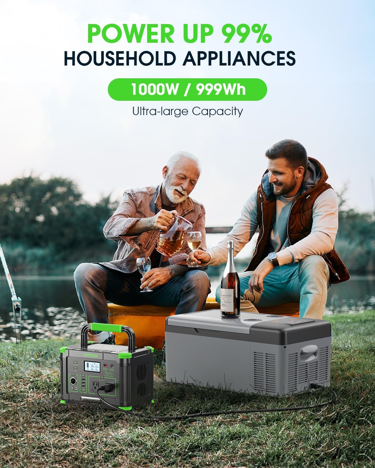 1000W Portable Power Station 999Wh, Solar Generator for Outdoor Emergency