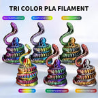 YOUSU 3D Printer Filament Silk PLA Filament Rainbow Color,1.75mm Tri Color PLA Filament 6kg Pack,1kg Spool.