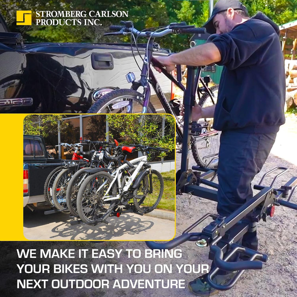 Stromberg Carlson BC-204HD Heavy Duty Platform Mount Bike Rack – Folding Hitch Carrier for 4 Bikes, Fits 2" Hitch Receiver, Durable Transport Solution, Compatible with Cars, SUVs, Truck and Trailer