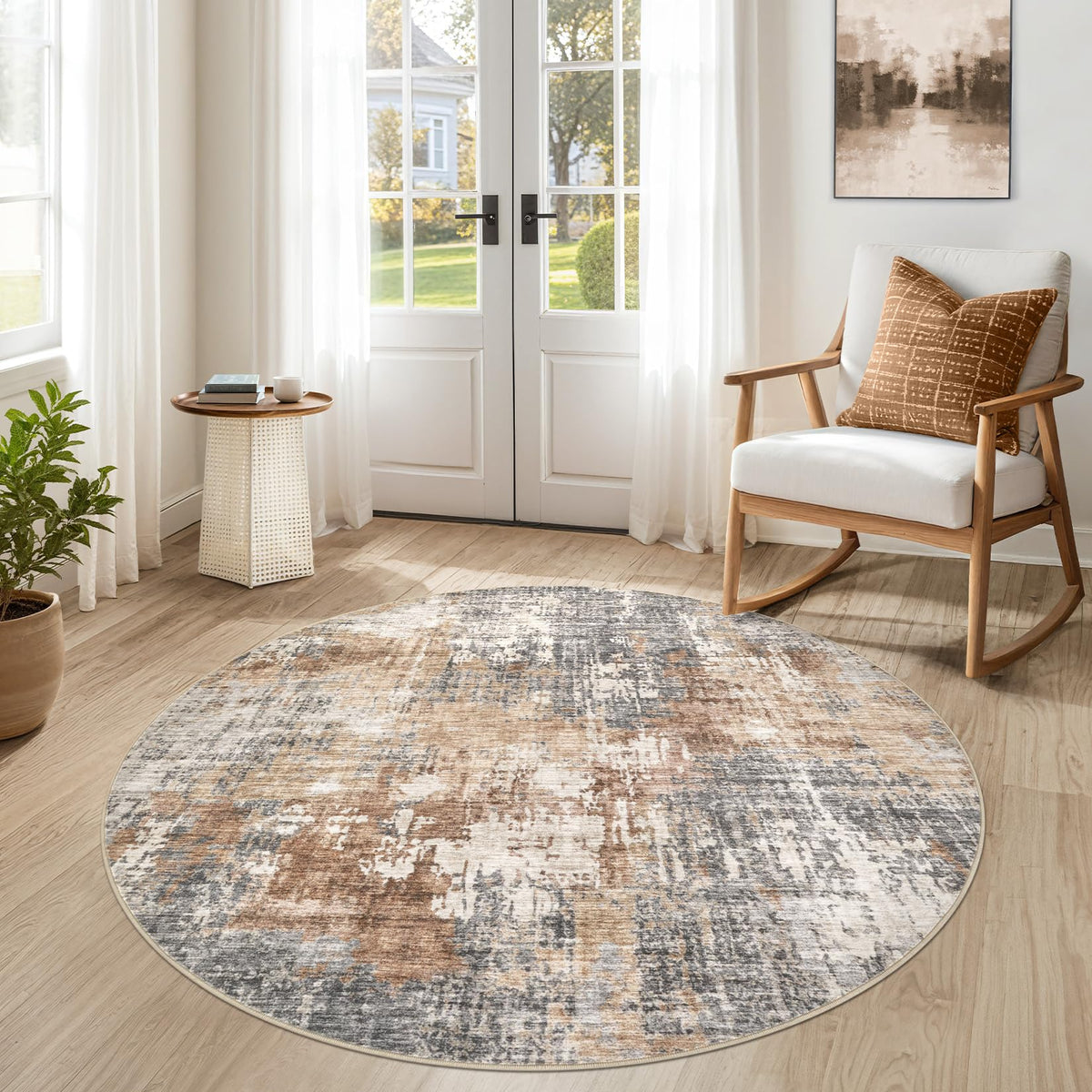 DMOYEST Area Rug Living Room Rugs 9x12 Washable Abstract Grey Carpet
