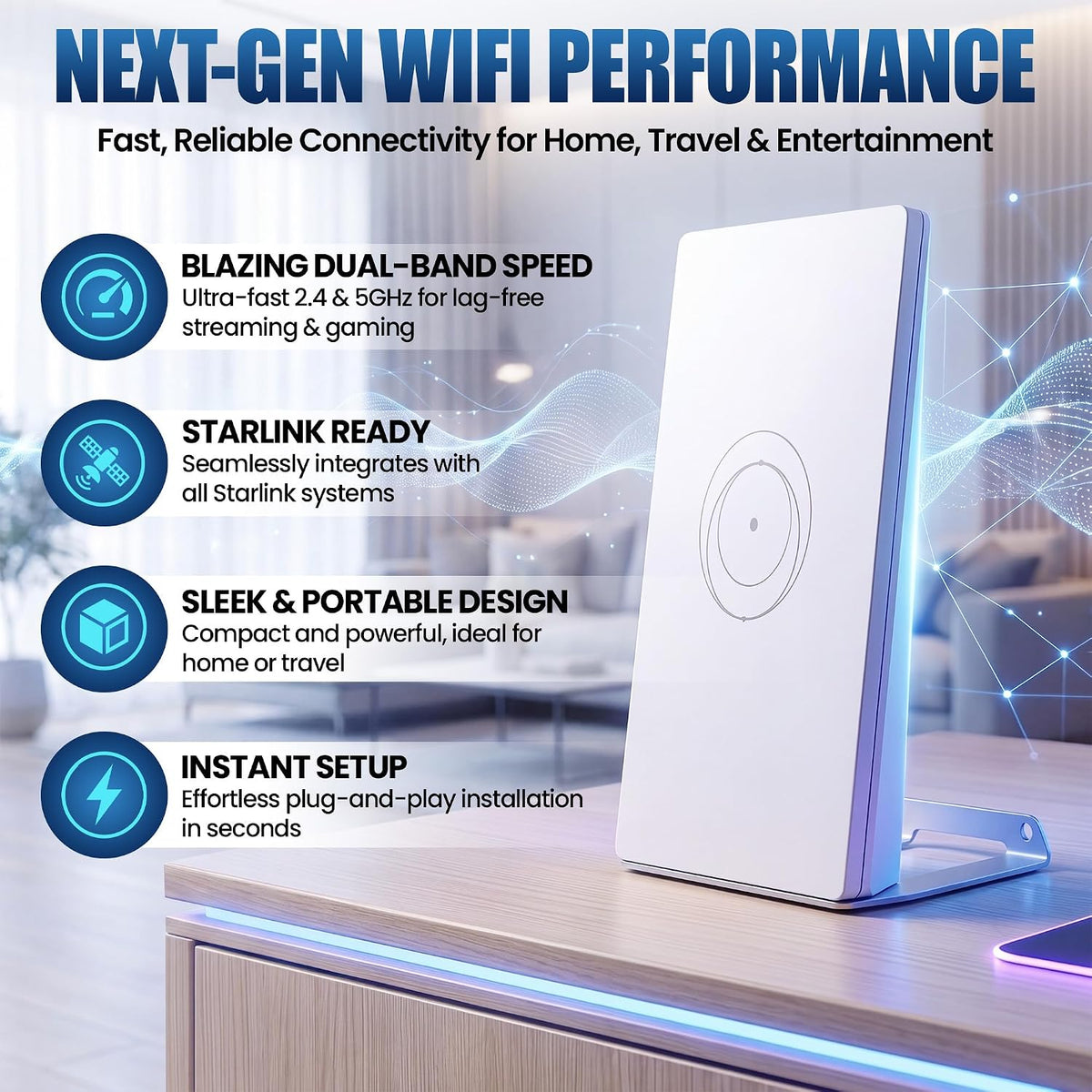 2026 Router Mini, High Performance and Compact Dual Band Wireless Internet Router, White, Mesh Network Compatible, Travel-Friendly Design, Compatible with Starlink V4, Gen3, Mini