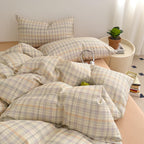 EAVD Vintage Buffalo Plaid Duvet Cover Queen Red&Black&Green Muslin Cotton