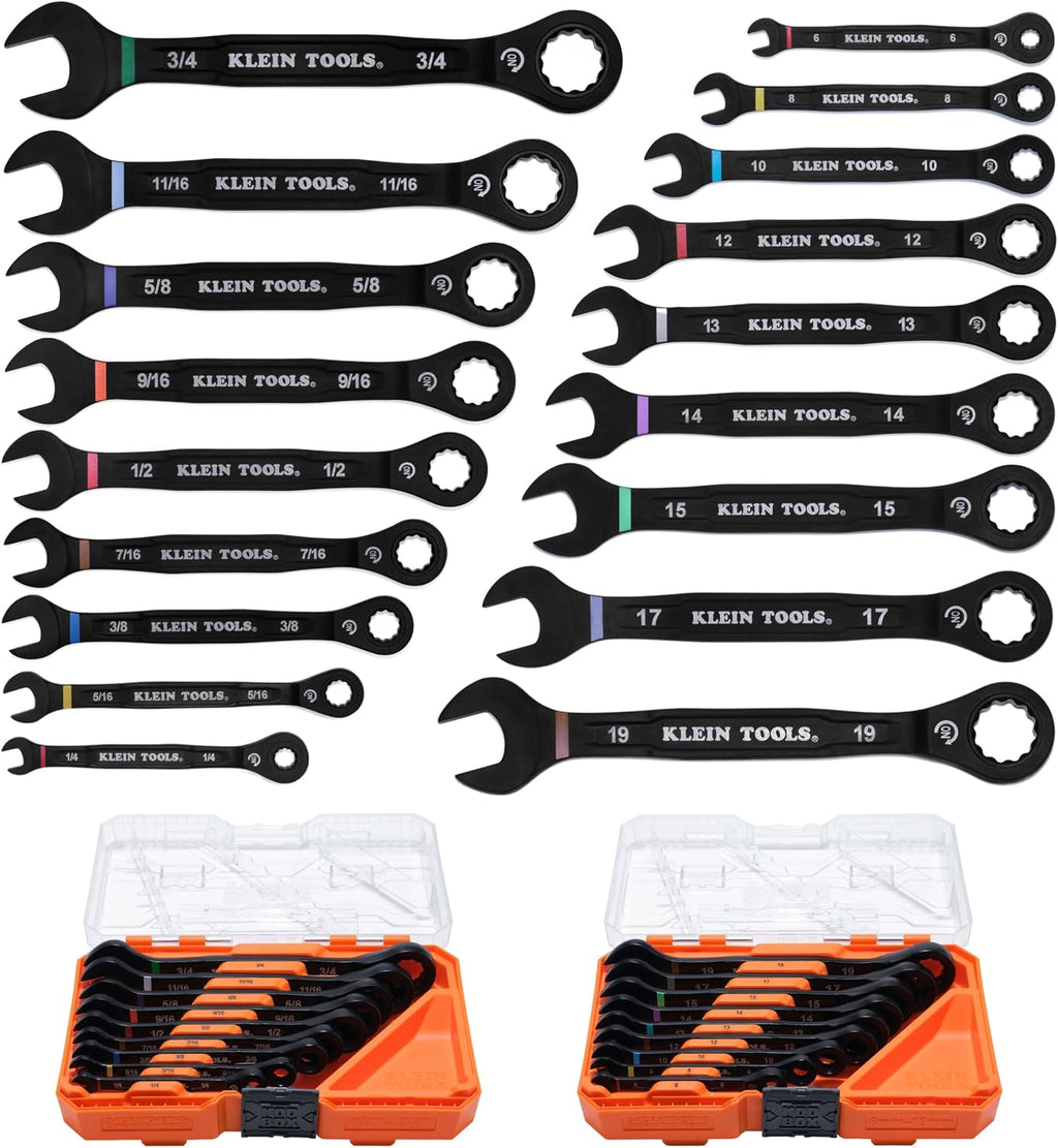 KLEIN TOOLS 69418CG 18-Piece Combination Ratcheting Wrench Set
