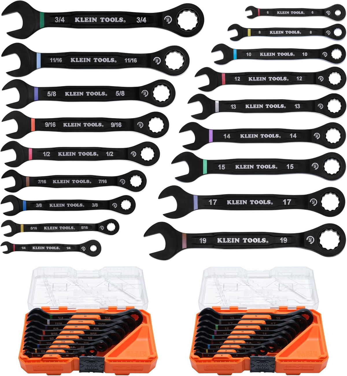 KLEIN TOOLS 69418CG 18-Piece Combination Ratcheting Wrench Set