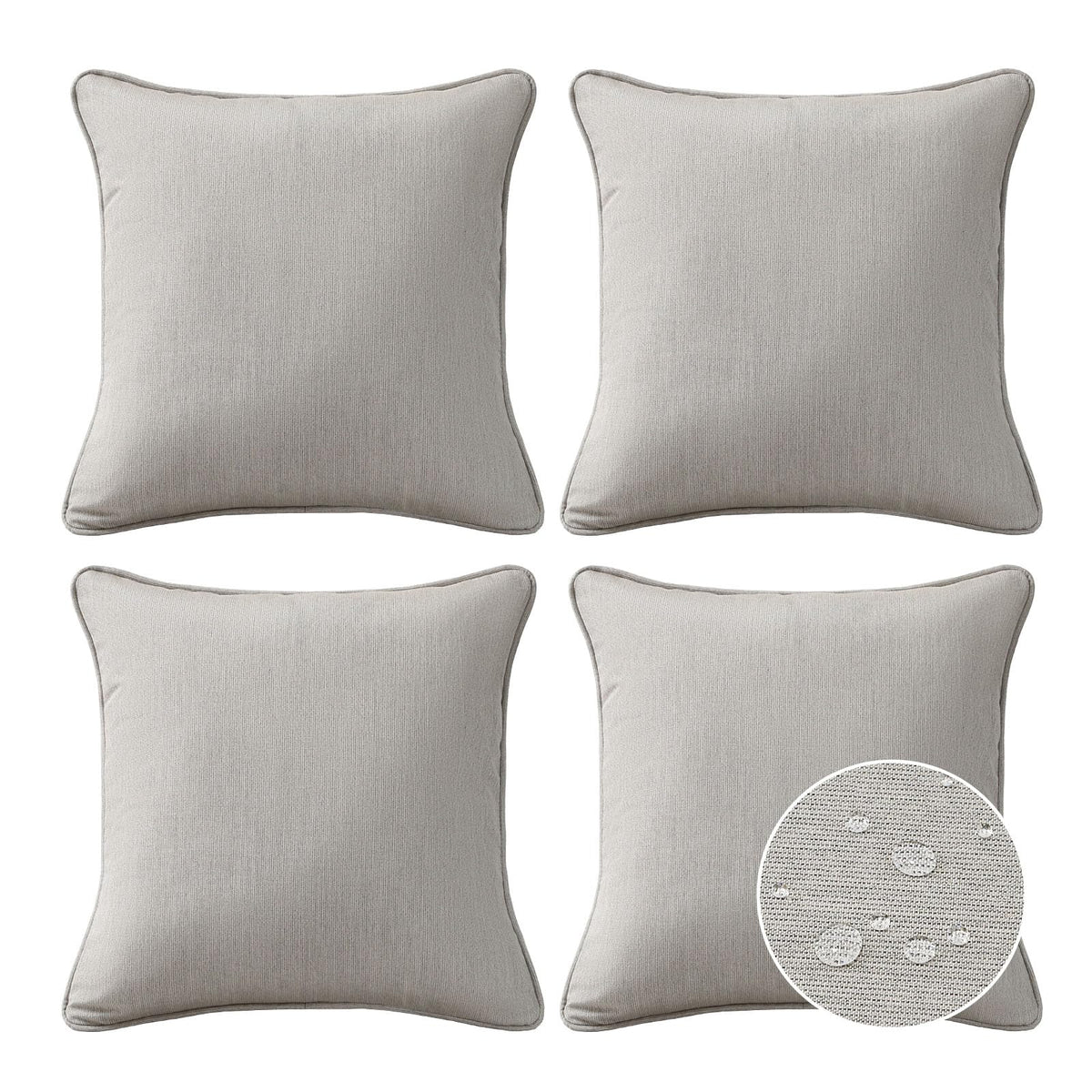 Sunbrella Decorative Outdoor Water Repellent Throw Pillows with Inserts, Set of 4, 18" x18" Pillows for Patio, Backyard, Bed, Couch, and Patio Furniture, Specrtum Pebble