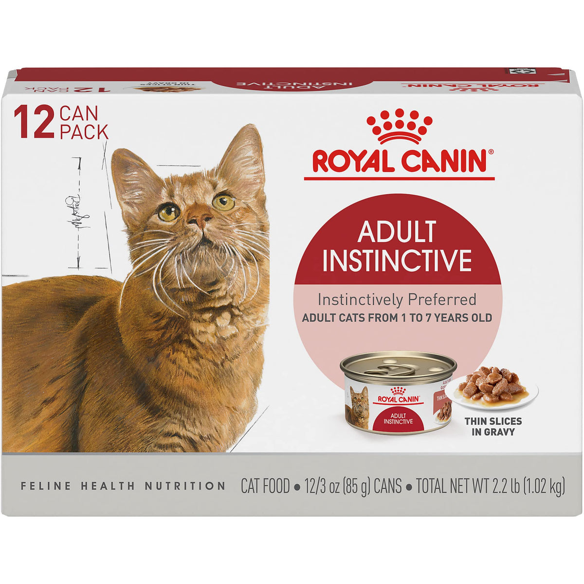 Royal Canin Feline Health Nutrition Adult Instinctive Adult Thin Slices in Gravy Cat Food, 3 oz (Pack of 24)