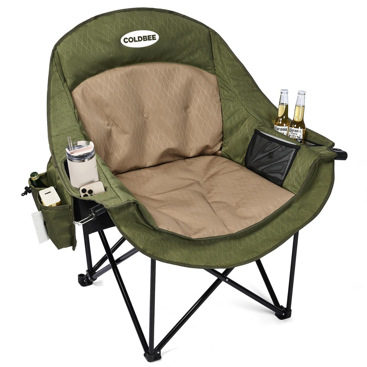 Oversized Camping Chairs for Adults - Heavy Duty Padded Outdoor Camp Chair