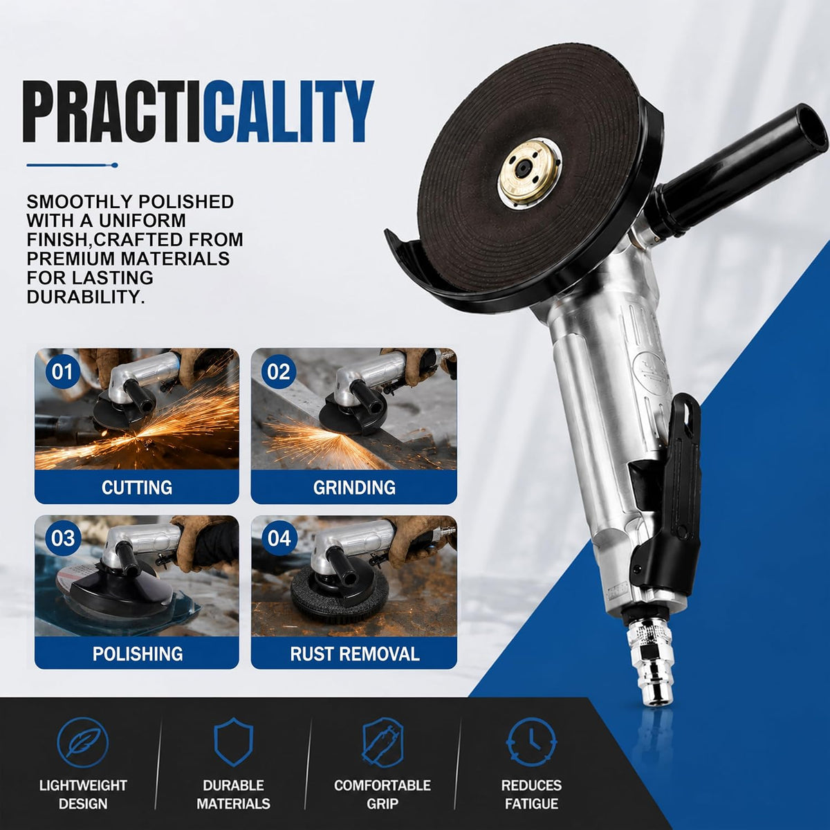 5 Inch Air Angle Grinder, 11,000 RPM