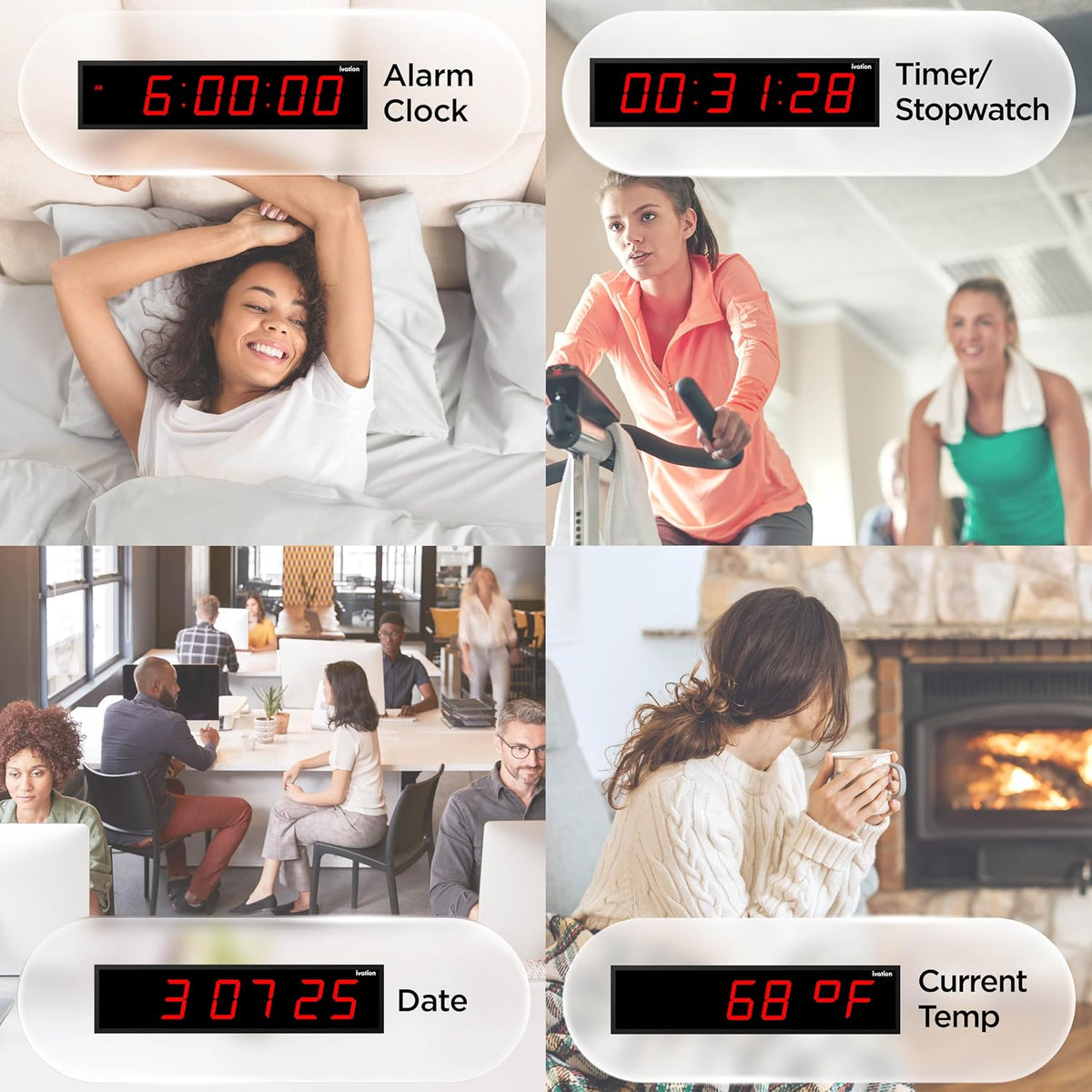 Ivation Oversized Digital Wall Clock with Large LED Display & Timer, 36"