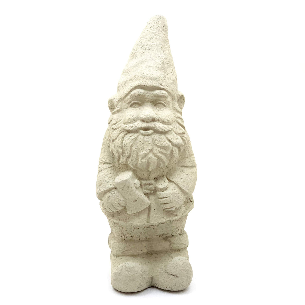 Vintage Garden Gnomes (Set/5): Durable Solid Stone Statues with Aged Texture. Sealed for Outdoor Use. Handcrafted USA. (Classic/Whitish)