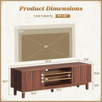 PRAISUN 54 Inch Fluted TV Stand for TVs Up to 55, 60 Inch, Mid Century Modern Entertainment Center with Storage, TV Console with Adjustable Shelves, Media Console for Living Room Bedroom, Brown