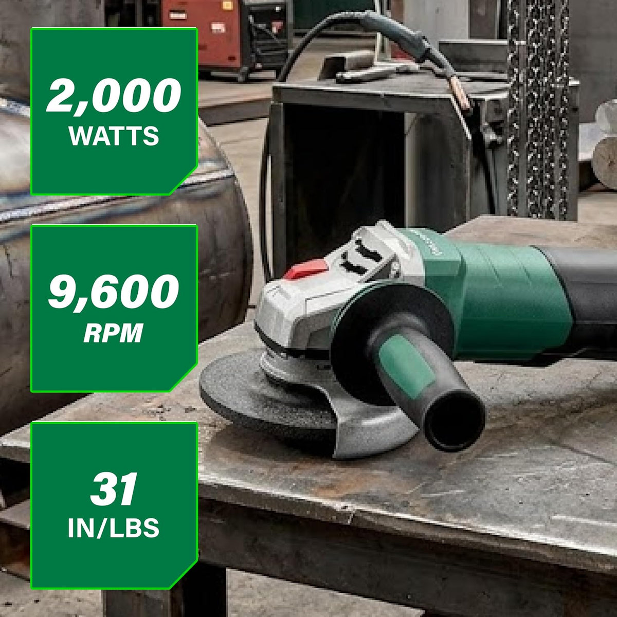 Metabo HPT WEPBA 20-150 Quick DS BL 6-Inch Angle Grinder, Brushless, 2,000 Watt, Low Vibration Handle, Drop Secure, 646646420
