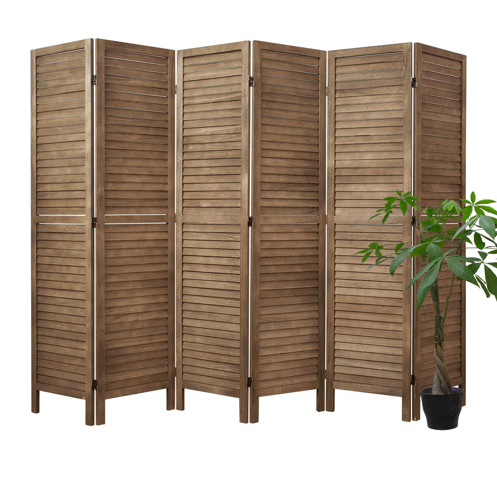 Room Dividers and Folding Privacy Screens, Wood Louvered Separators Divider Wall for Home Office Bedroom - 4 Panels, 63 * 67inch (Brown)