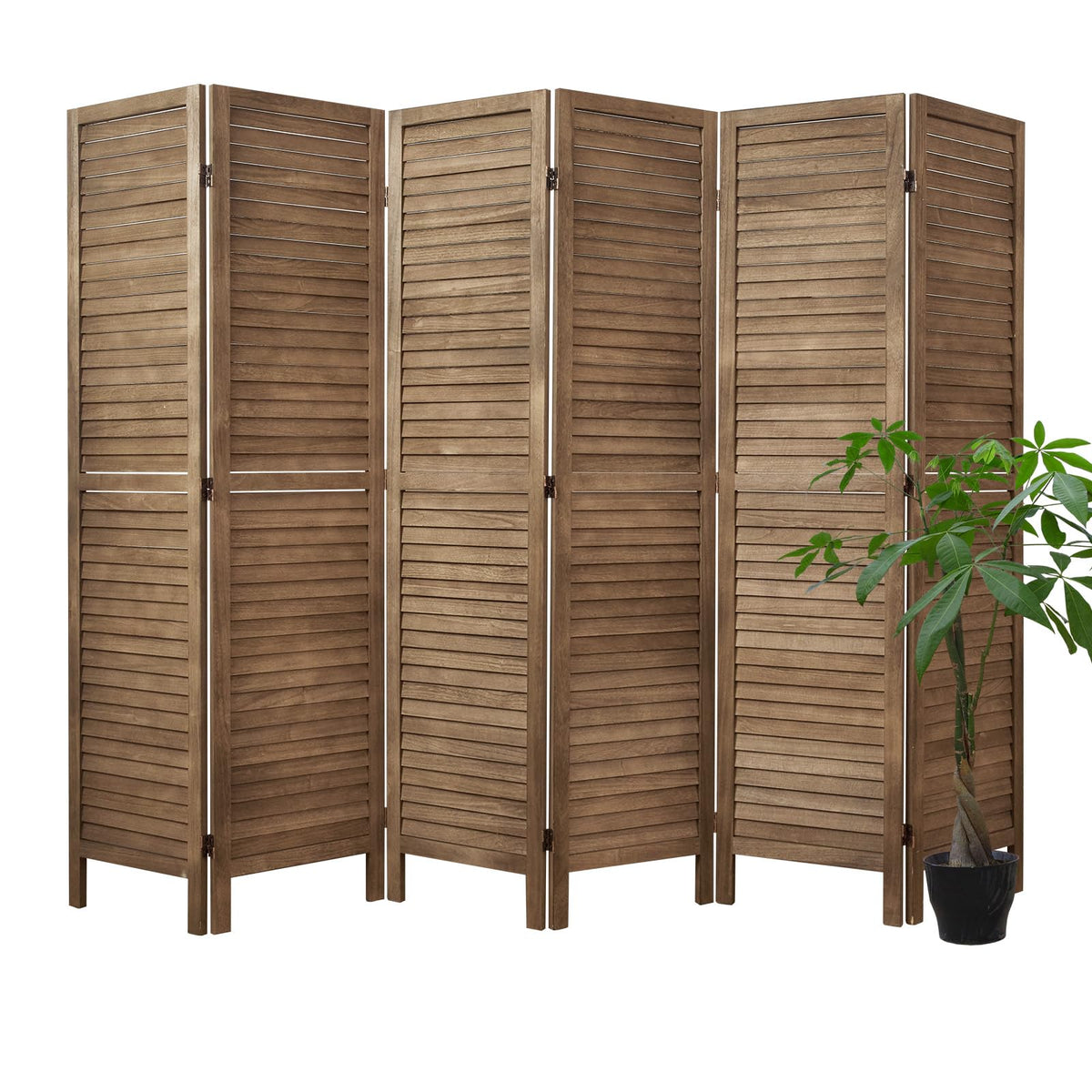 Room Dividers and Folding Privacy Screens, Wood Louvered Separators Divider Wall for Home Office Bedroom - 4 Panels, 67 * 60inch (White-Washed)