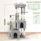 Globlazer Heavy Duty Cat Trees for Big Cats Maine Coon, F61, Light Grey