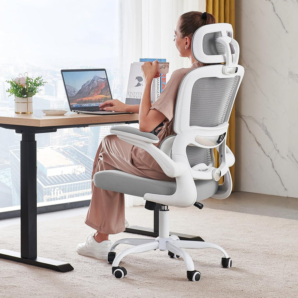 TRALT Office Chair Ergonomic Desk Chair with Lumbar Support White, 1