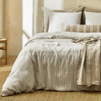 Plaid Duvet Cover Set Washed Cotton,Queen(90"x90"),Multicolor Gingham