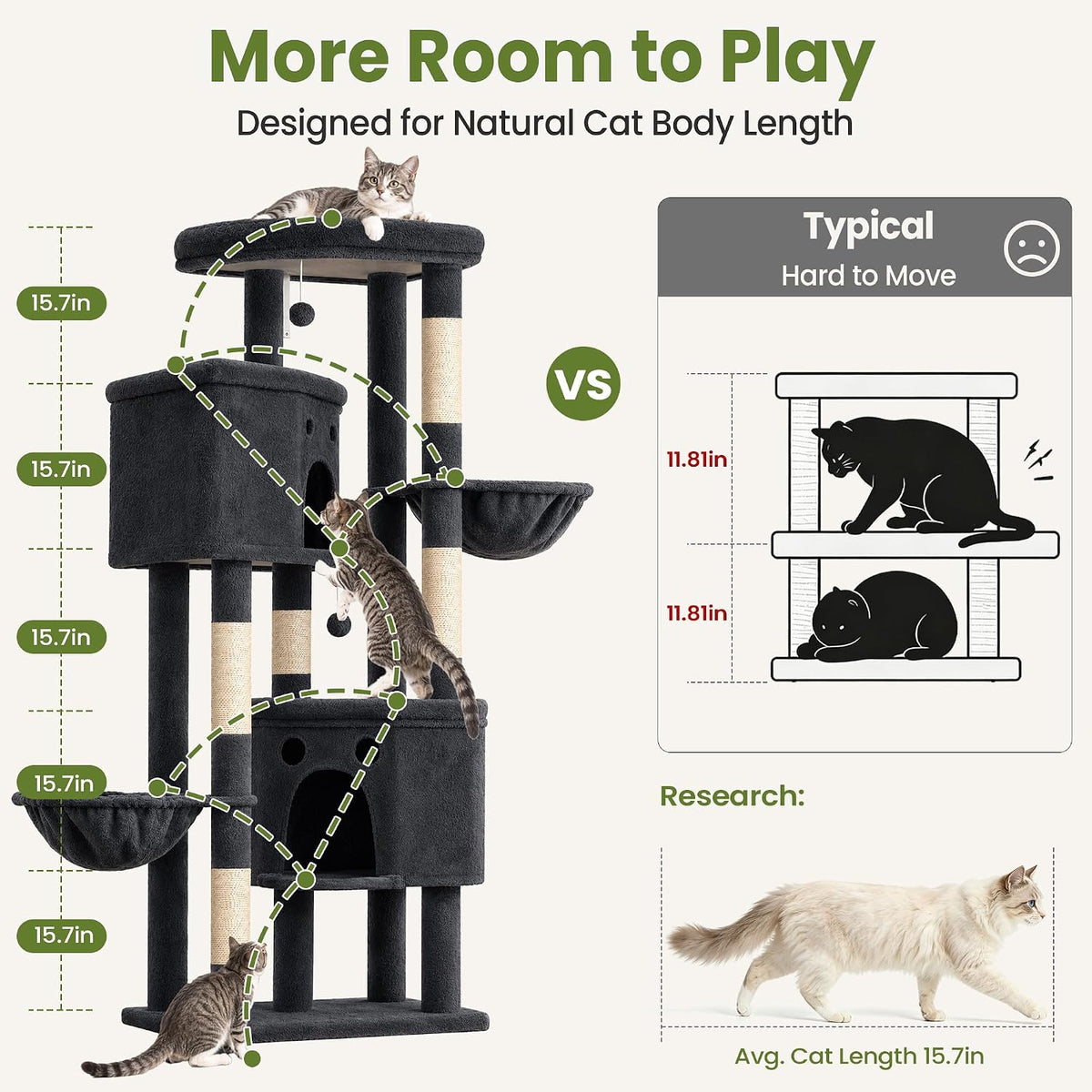 Cat Tree for Indoor Cats Large Adult, 84 in Extra Tall Heavy Duty Cat Tower