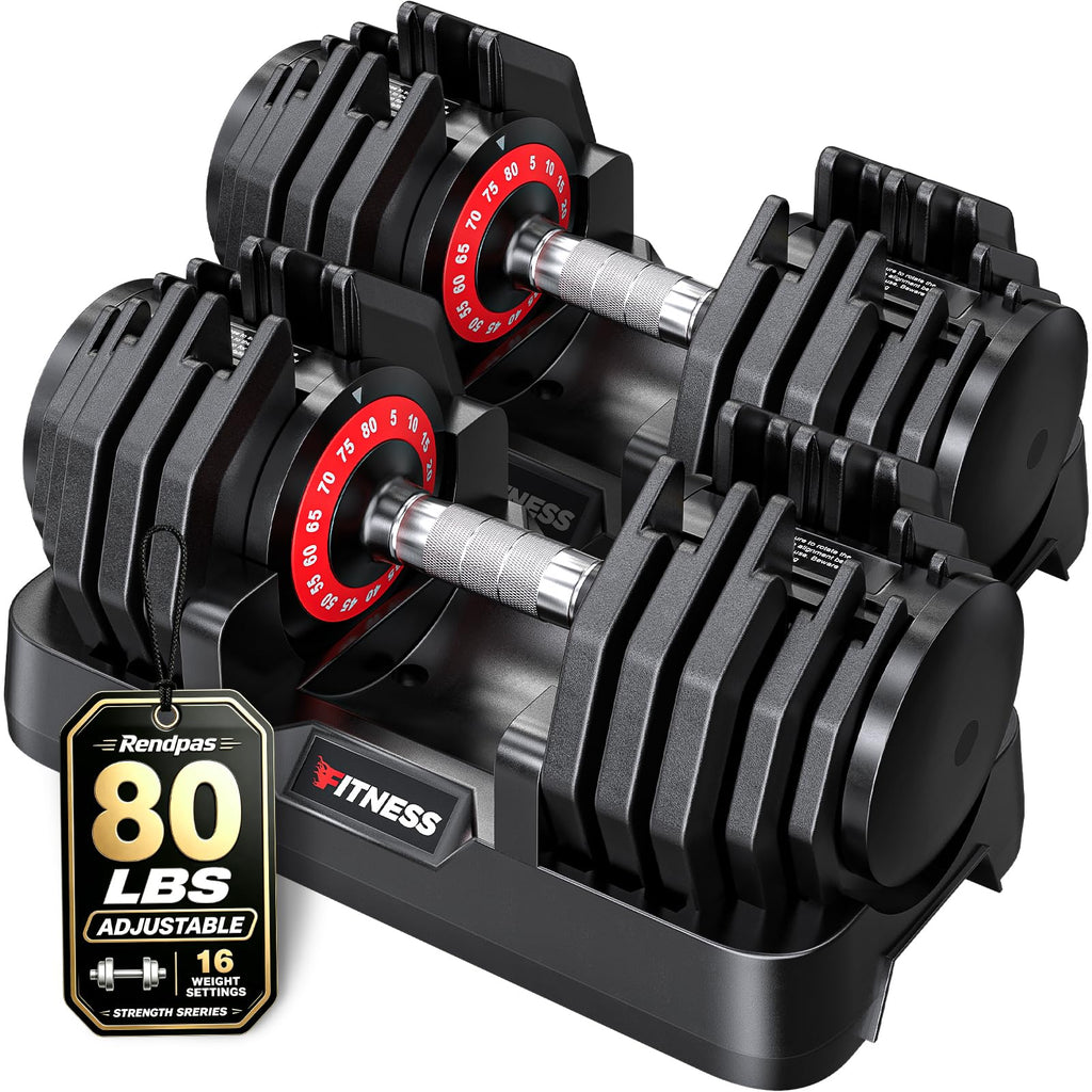 Rendpas Adjustable Dumbbell Set for Home Gym Strength Training
