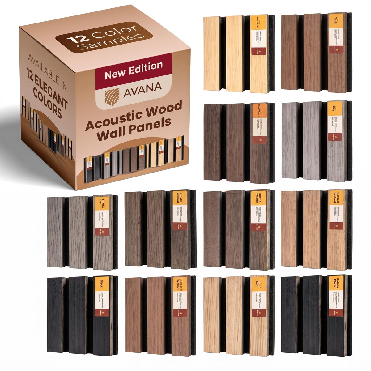 Avana Acoustic Wood Wall Panels – 93.2x11.25 Inch Panels – Fits 94x12 Layout – Rustic Walnut Acoustic Panels 4 PCs –Wall Panels For Interior Wall Decor For Homes, Offices – Durable Wood Panel For Wall