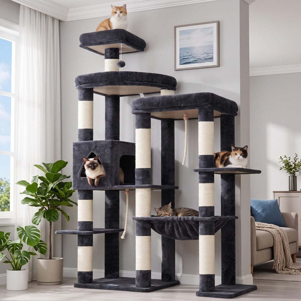 Hey-brother Cat Tree, Multi-Level Sisal Covered Scratching Posts, MPJ050W