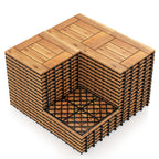 Goplus 12-Pack Acacia Wood Interlocking Deck Tiles (12 PCS,Brick)