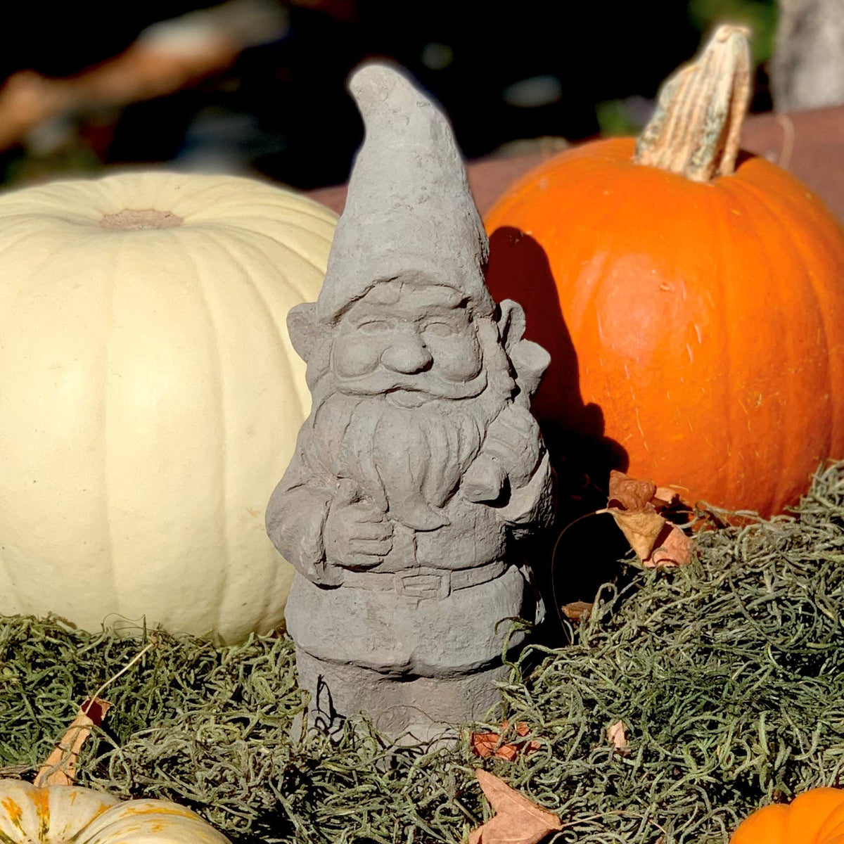 Vintage Garden Gnomes (Set/5): Solid Durable Stone Statue with Aged Texture. Sealed for Outdoor Use. Handcrafted USA. (Antique/Gray)
