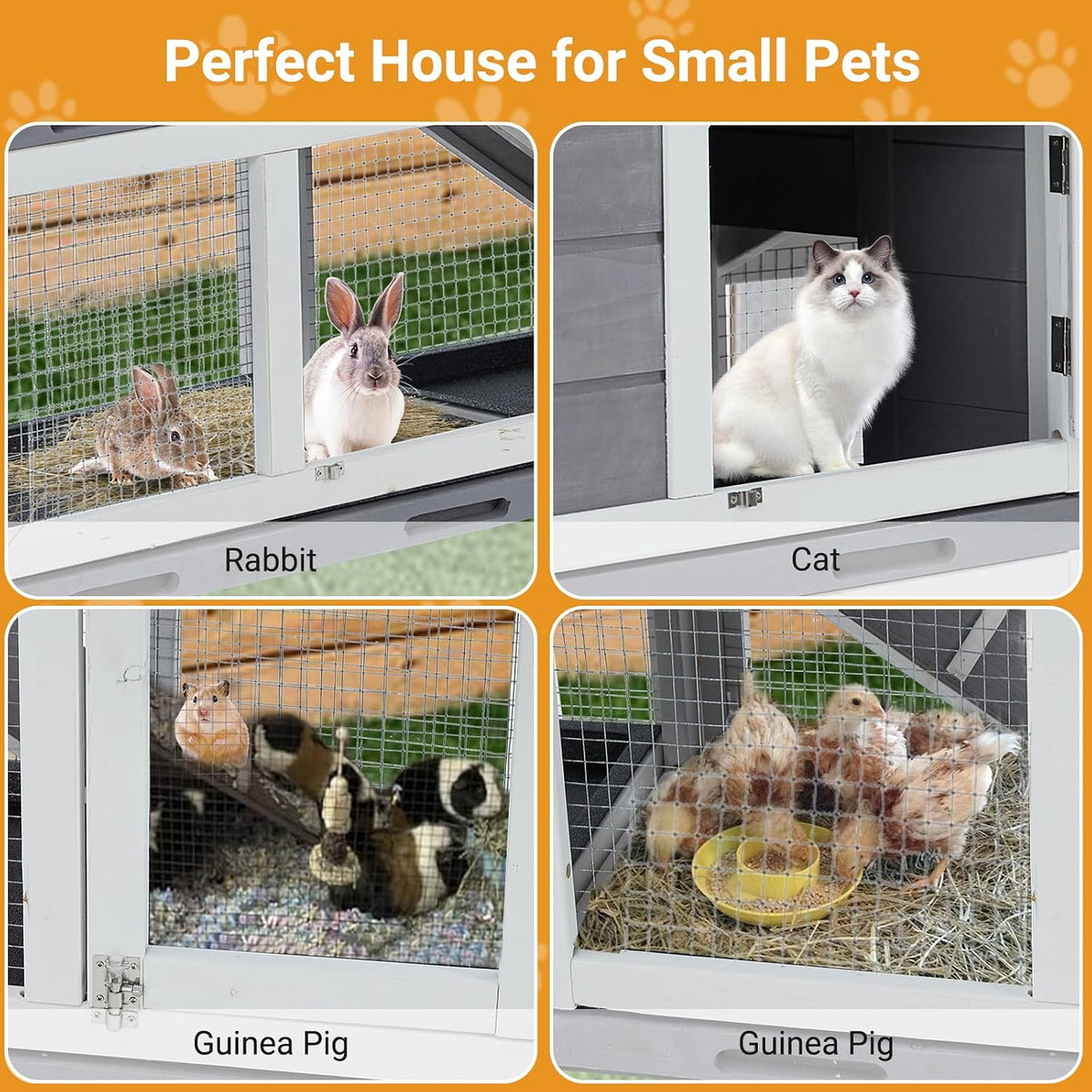 Garvee 58'' Bunny Hutch Indoor Bunny Cage, Rabbit Hutch, 2-Tier Bunny House