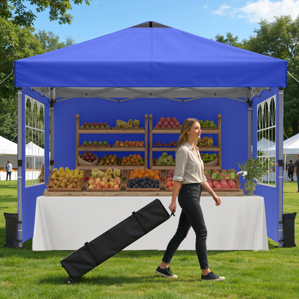 Raynesys 10x10ft Pop Up Canopy Tent with Sidewalls for Events, Parties