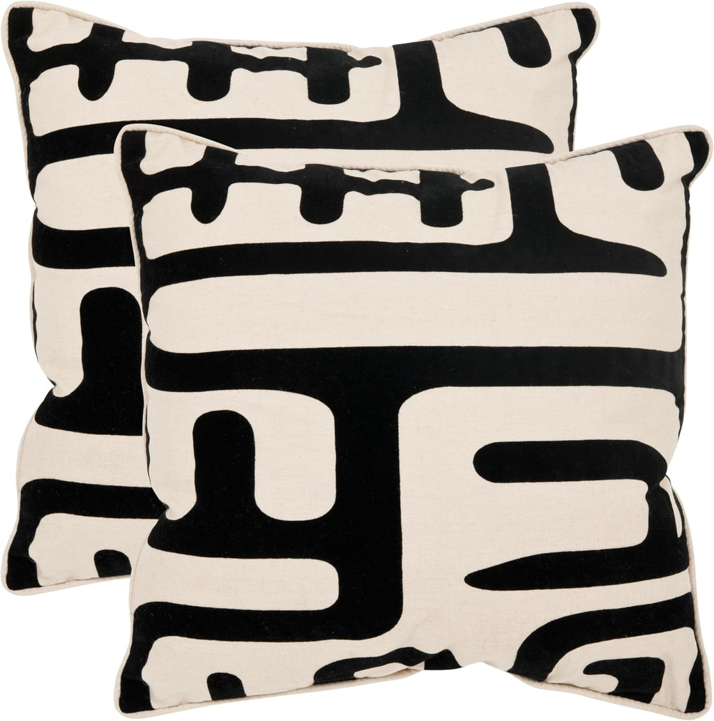SAFAVIEH Maize Modern Throw Pillows Set of 2, 24x24 Black PIL162A-2424-SET2