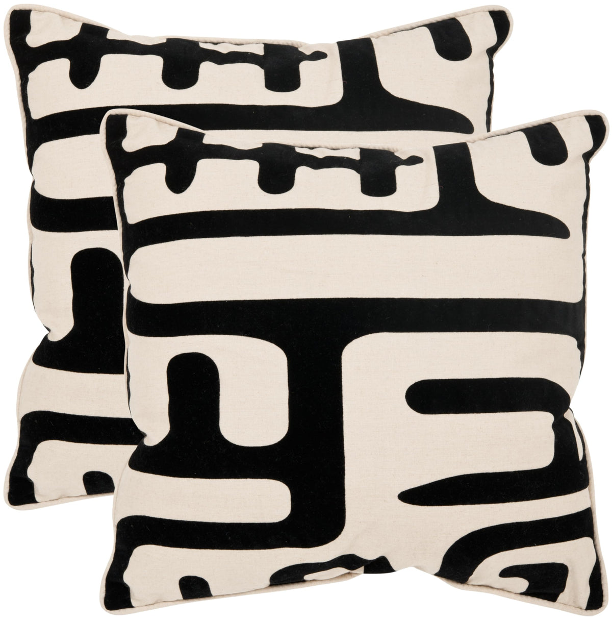 SAFAVIEH Maize Modern Throw Pillows Set of 2, 24x24 Black PIL162A-2424-SET2