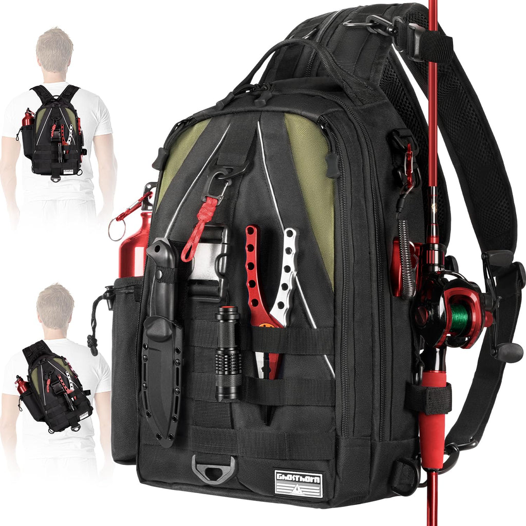 Ghosthorn Fishing Backpack with 3600 Tackle Box Fishing Gear Set Tackle Bag