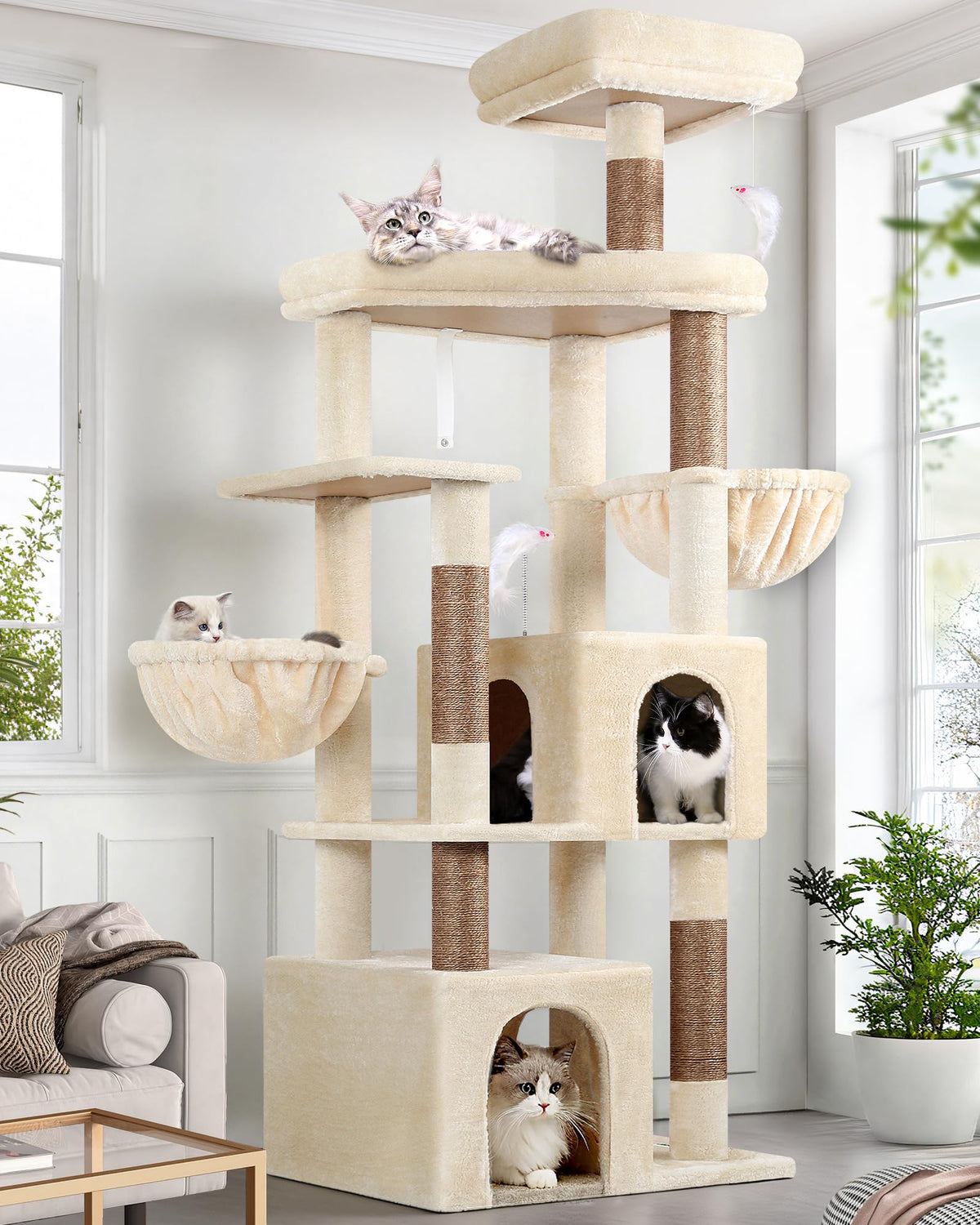 Globlazer Sturdy Cat Tree for Indoor Cats 20 lbs, S68, Cloud Grey