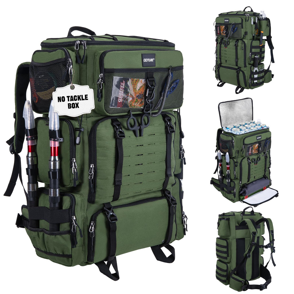 Goture 72L Fishing Tackle Backpack with Cooler & 4 3700 Tackle Boxes