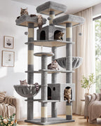 Globlazer Cat Tree Tower for Multiple Adult Cats, 82in, F82, Light Grey